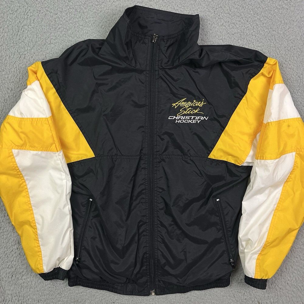 Vintage CHRISTIAN HOCKEY STICKS 90s Embroidered Jacket Lightweight Coat Size XS